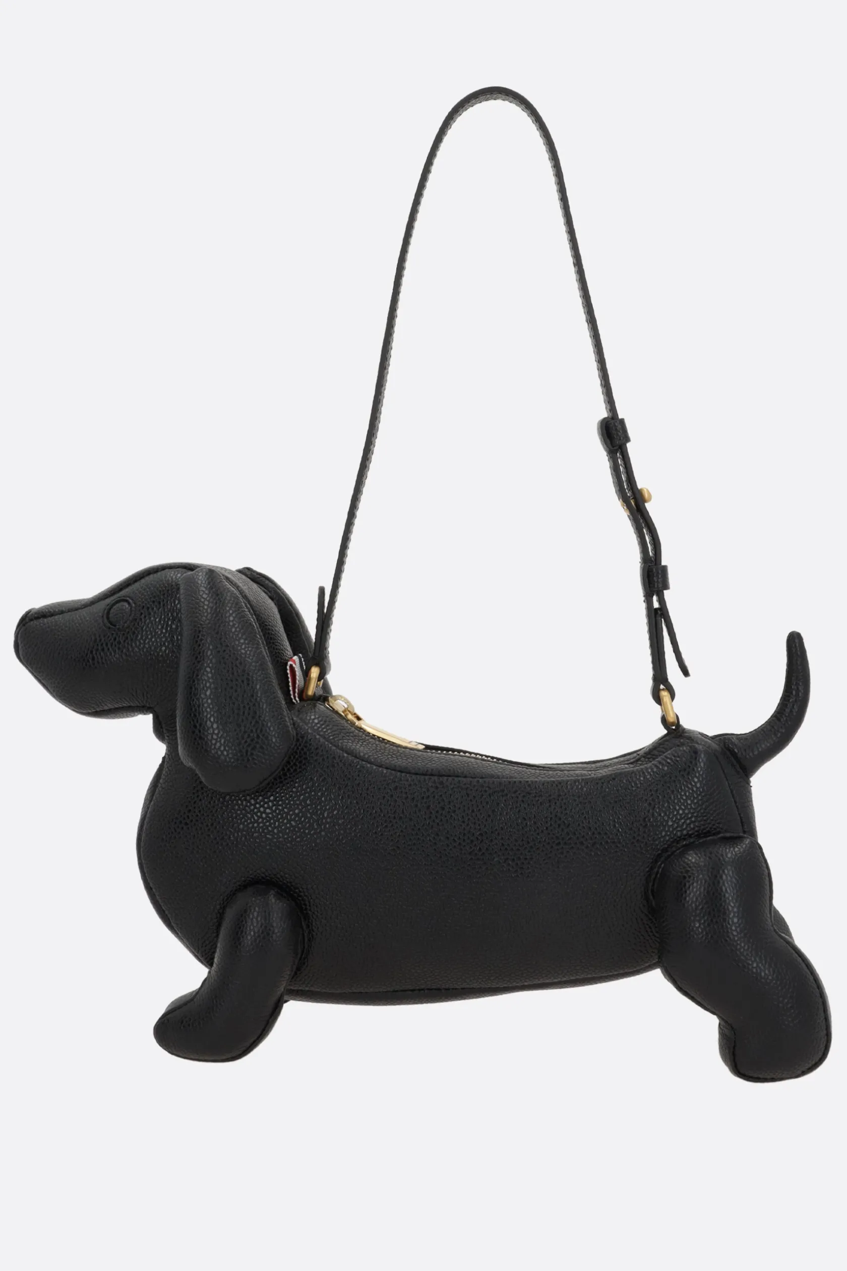 Borse A Tracolla>THOM BROWNE borsa Hector Baguette in pelle Pebble Grain Nero