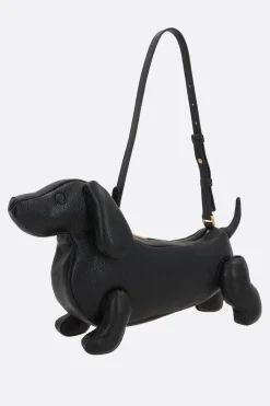 Borse A Tracolla>THOM BROWNE borsa Hector Baguette in pelle Pebble Grain Nero