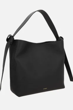 Borse A Tracolla>JIL SANDER borsa hobo Knot media in pelle liscia Nero