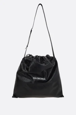Borse A Tracolla>BALENCIAGA borsa shopping Dust large in pelle Arena Nero