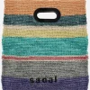 Borse A Mano>SACAI borsa shopping media in rafia Multicolor