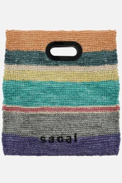 Borse A Mano>SACAI borsa shopping media in rafia Multicolor