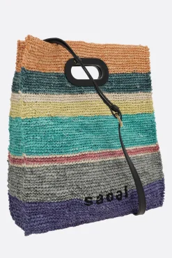 Borse A Mano>SACAI borsa shopping media in rafia Multicolor