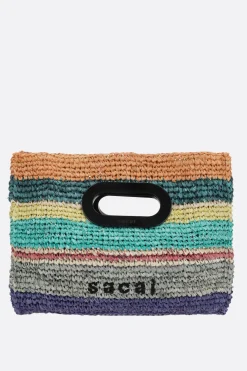 Borse A Mano>SACAI borsa shopping small in rafia Multicolor