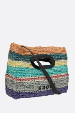 Borse A Mano>SACAI borsa shopping small in rafia Multicolor