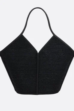 Borse A Mano>HEREU borsa tote Calella in rafia Nero
