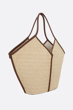 Borse A Mano>HEREU borsa tote Calella in rafia Marrone