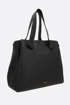 Borse A Mano>JIL SANDER borsa tote Knot media in pelle liscia Nero