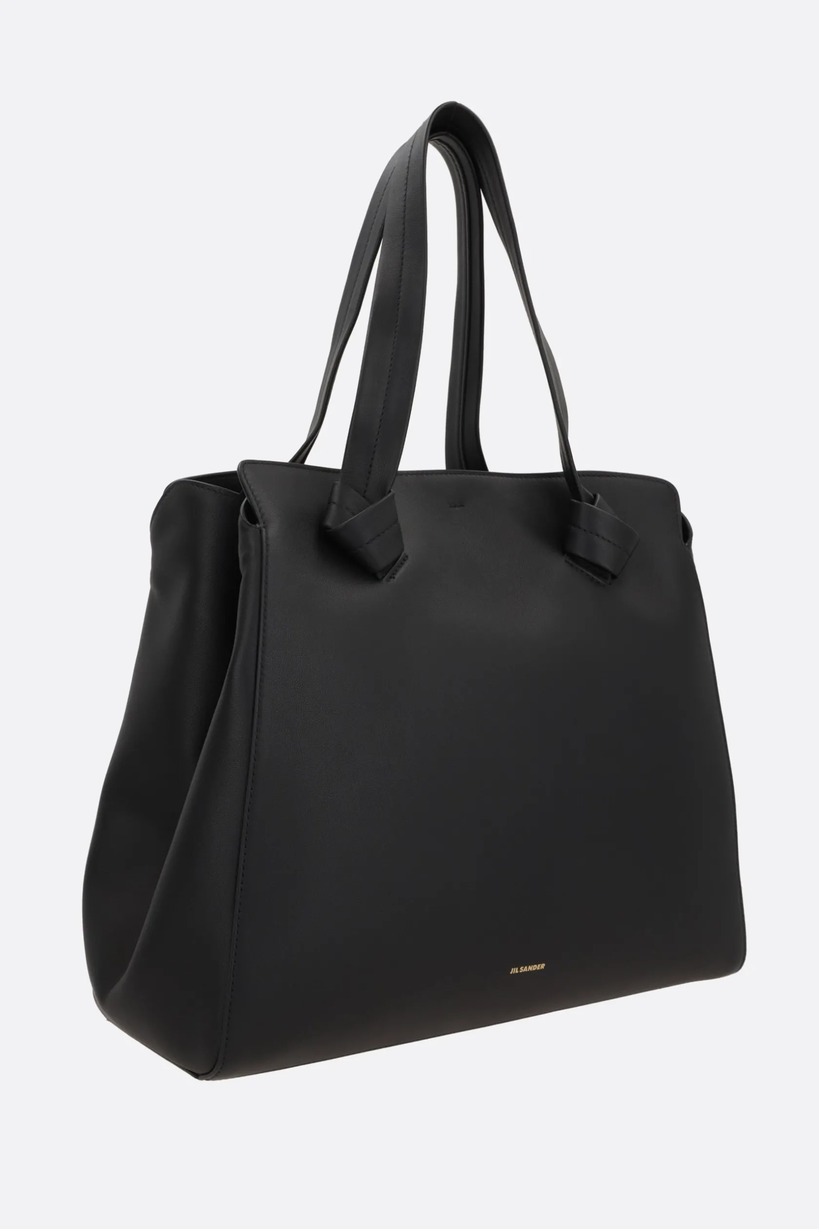Borse A Mano>JIL SANDER borsa tote Knot media in pelle liscia Nero