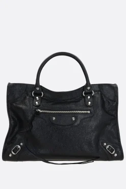 Borse A Mano>BALENCIAGA borsa tote Le City media in pelle Arena Nero