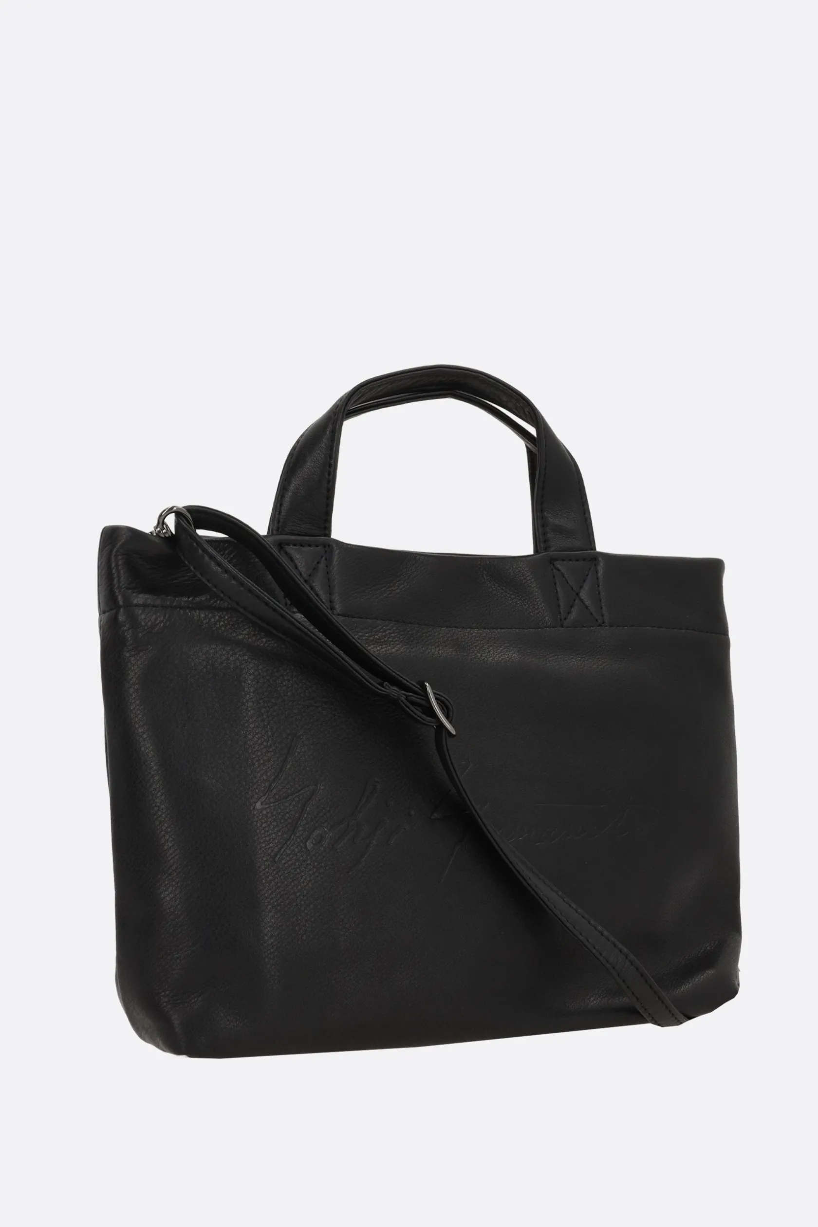 Borse A Mano>DISCORD YOHJI YAMAMOTO borsa tote mini in pelle martellata Nero