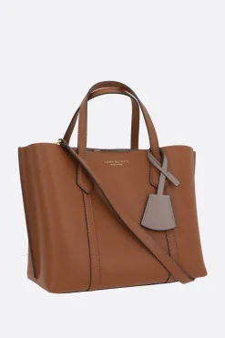 Borse A Mano>TORY BURCH borsa tote Perry small in pelle martellata Marrone