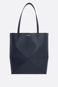 Borse A Mano>LOEWE borsa tote Puzzle Fold media in pelle liscia Blu