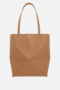 Borse A Mano>LOEWE borsa tote Puzzle Fold media in pelle lucida Neutro