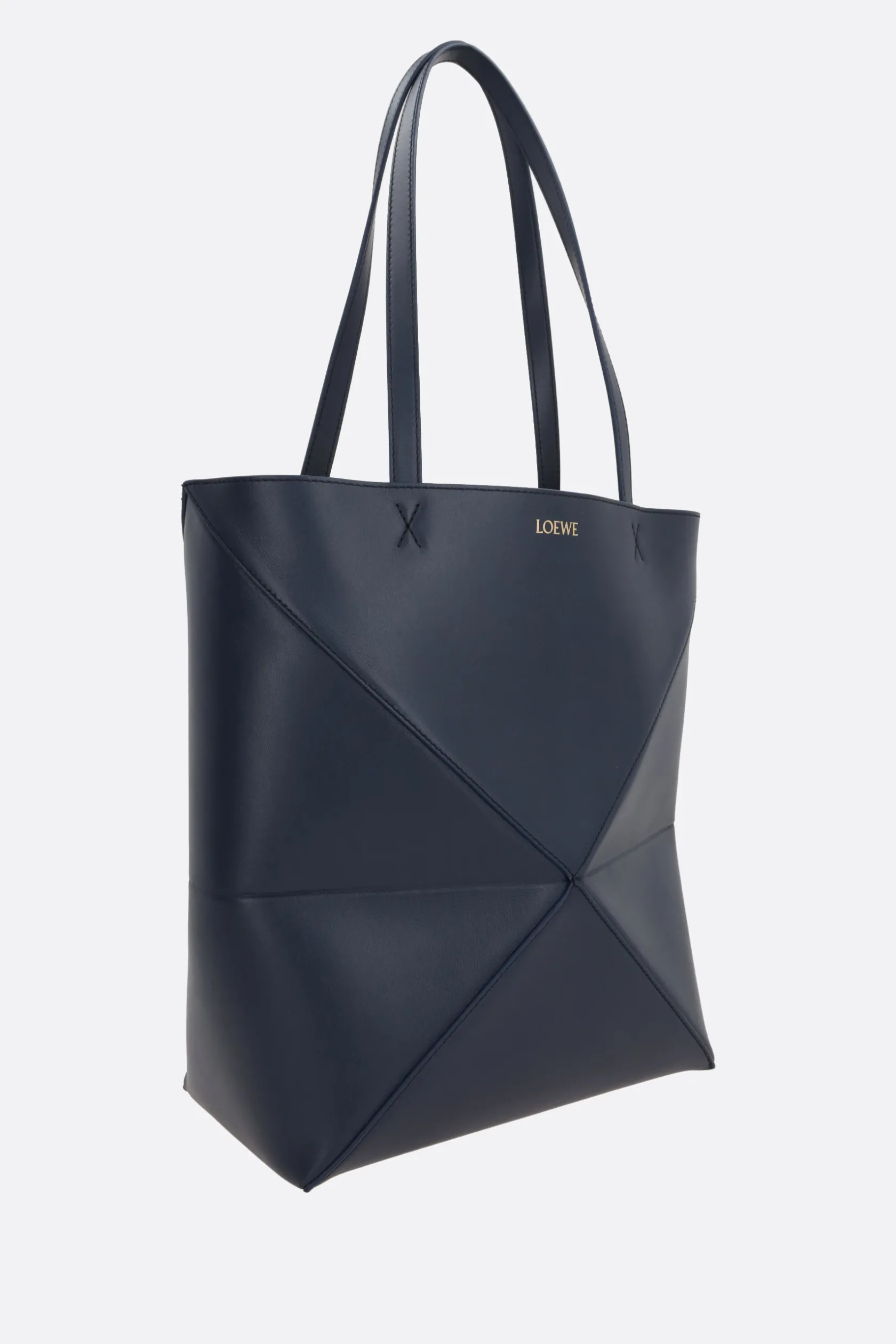 Borse A Mano>LOEWE borsa tote Puzzle Fold media in pelle liscia Blu