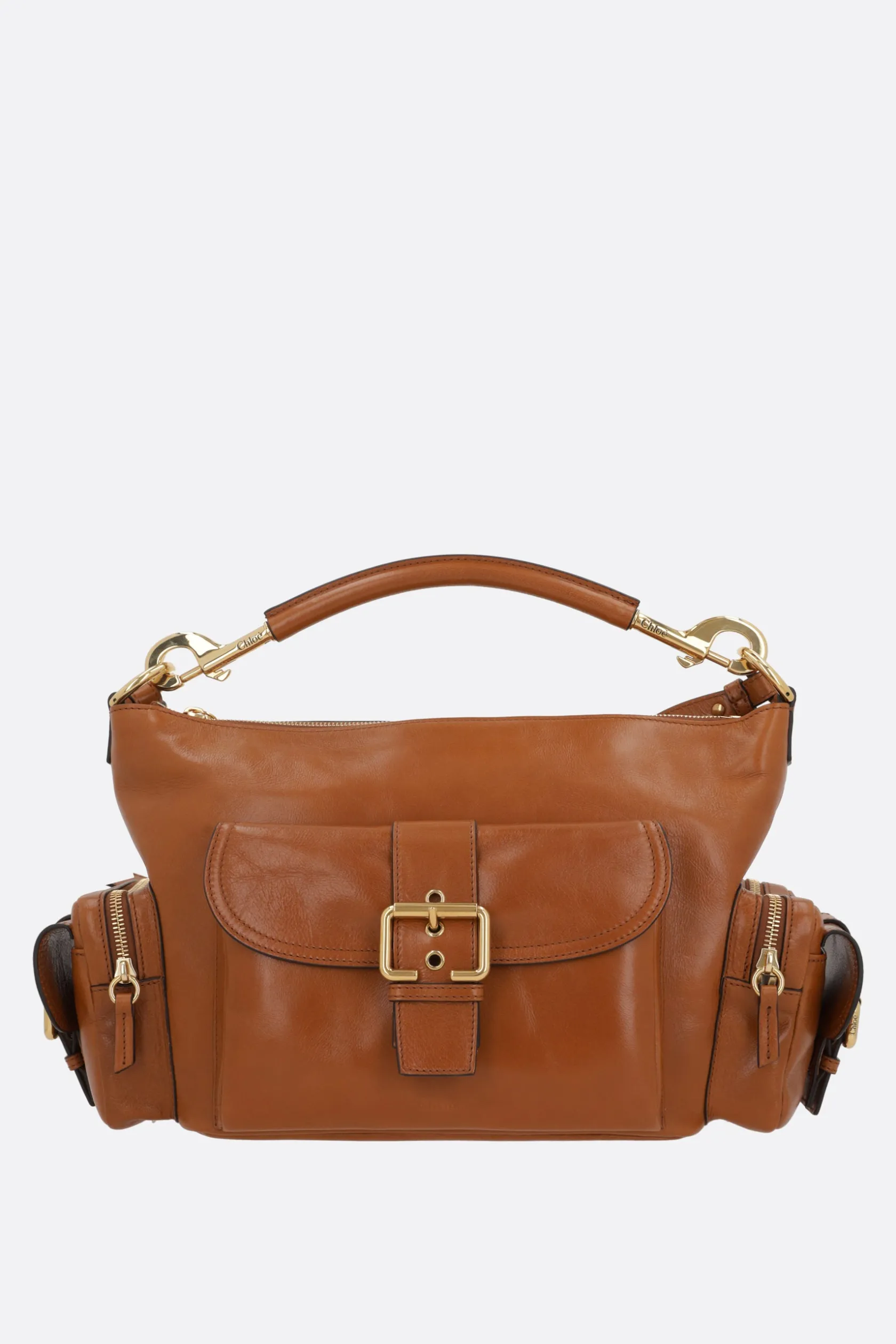 Borse A Tracolla>CHLOÉ Camera Bag media in pelle lucida Marrone