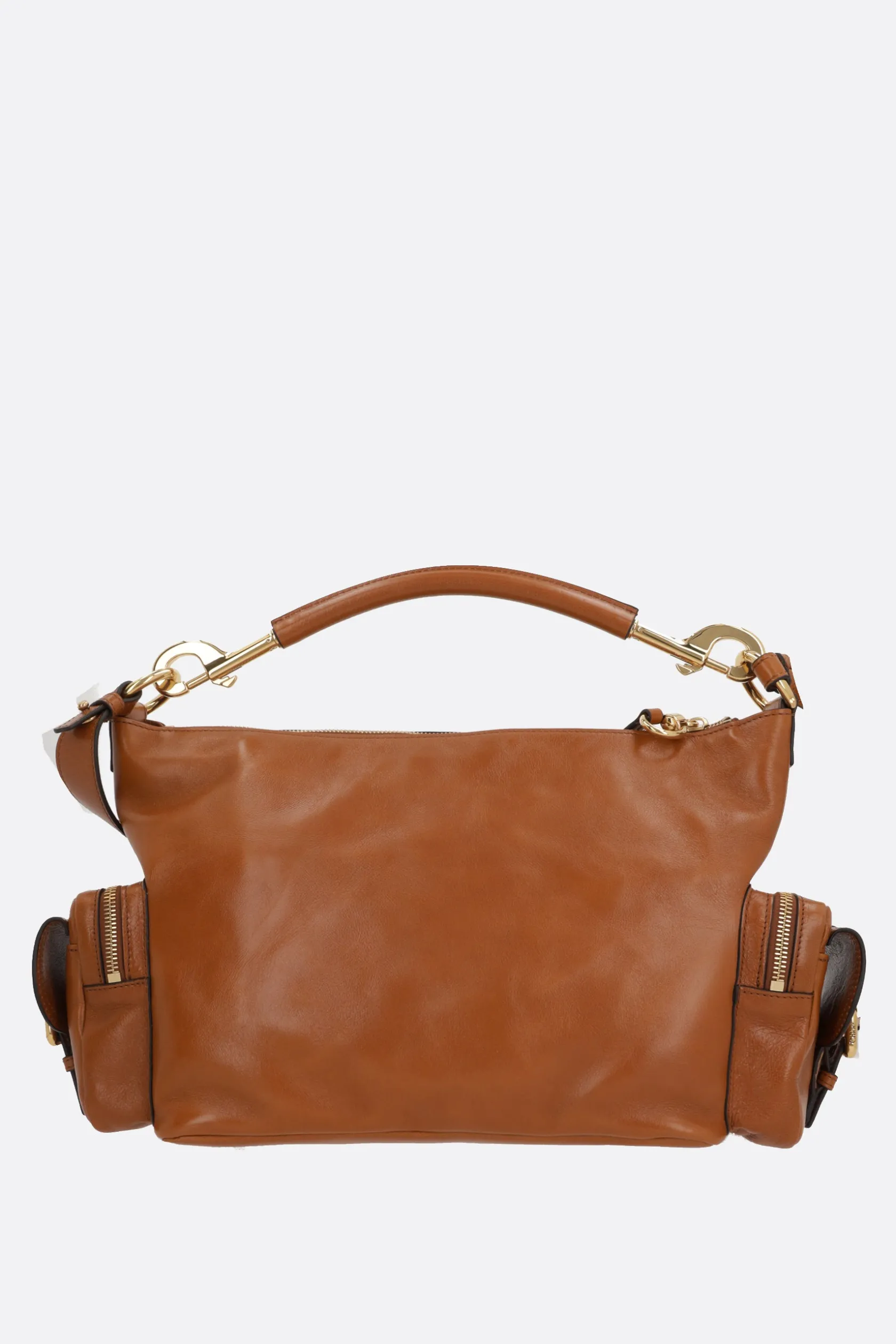 Borse A Tracolla>CHLOÉ Camera Bag media in pelle lucida Marrone
