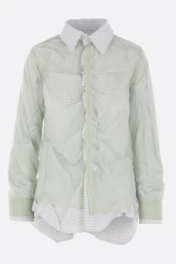 Topwear>MAISON MARGIELA camicia a doppio strato in cotone e organza Verde