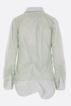 Topwear>MAISON MARGIELA camicia a doppio strato in cotone e organza Verde