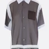 Topwear>UNDERCOVER camicia a maniche corte in rayon e chiffon Blu