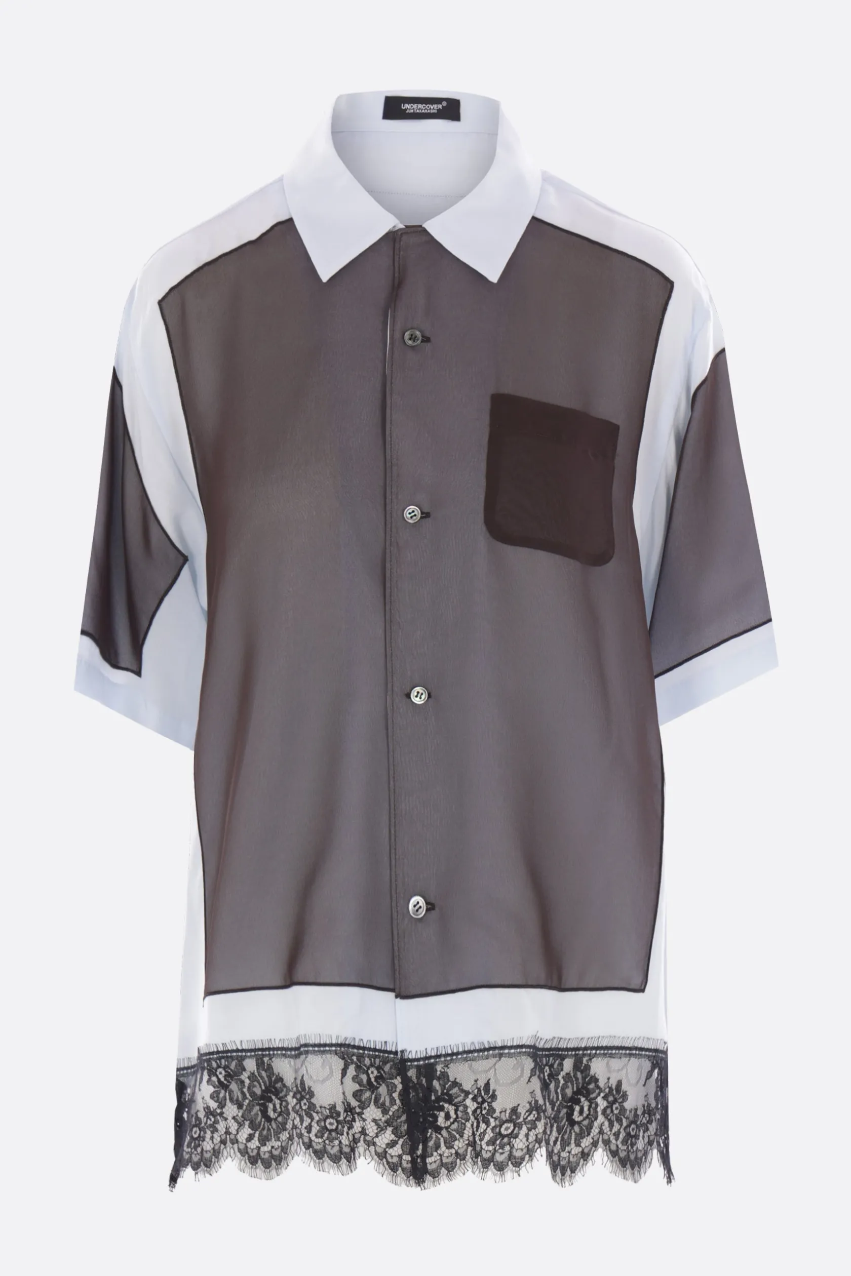 Topwear>UNDERCOVER camicia a maniche corte in rayon e chiffon Blu