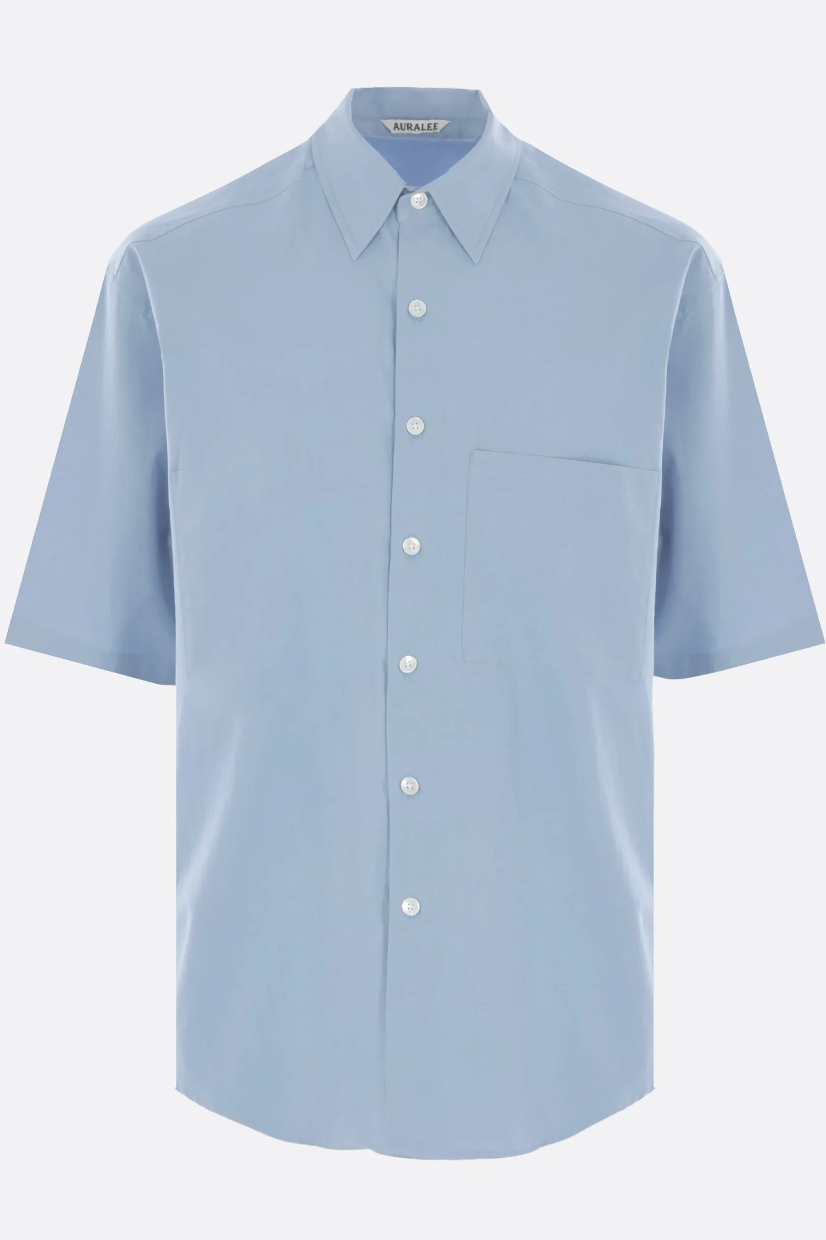 Topwear>AURALEE camicia a maniche corte in cotone Finx Blu