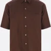 Topwear>AURALEE camicia a maniche corte in cotone Finx Marrone