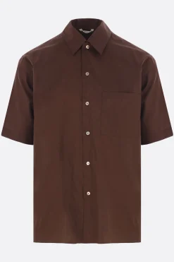 Topwear>AURALEE camicia a maniche corte in cotone Finx Marrone