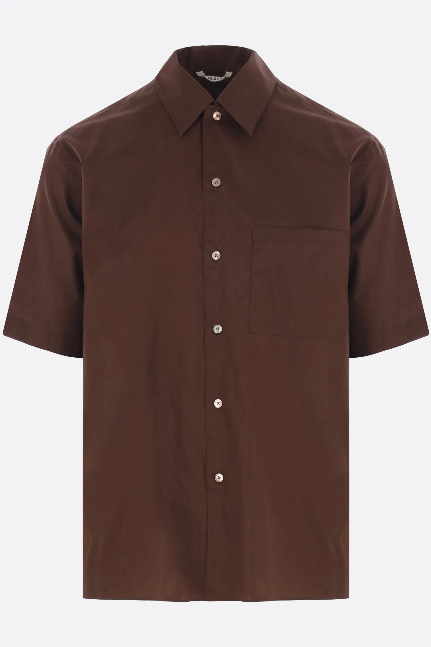 Topwear>AURALEE camicia a maniche corte in cotone Finx Marrone