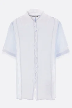 Topwear>JIL SANDER camicia a maniche corte in georgette Blu