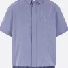 Topwear>SACAI camicia a maniche corte in popeline a righe Blu
