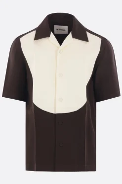 Topwear>JIL SANDER camicia a maniche corte in viscosa e seta Nero