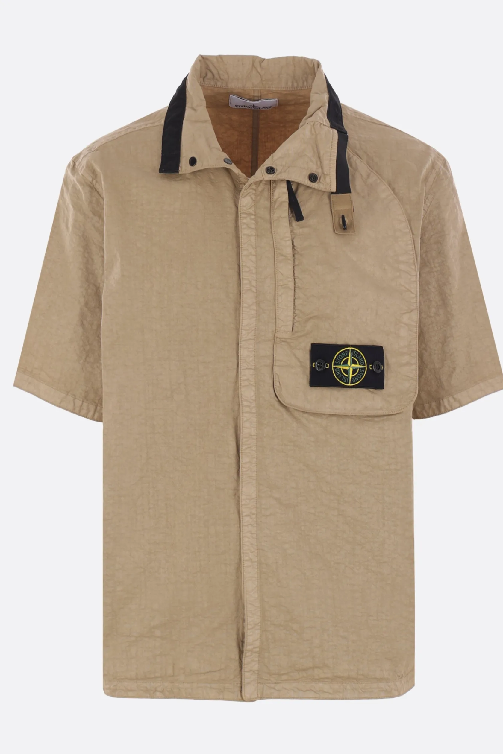 Topwear>STONE ISLAND camicia a maniche corte in nylon Marrone