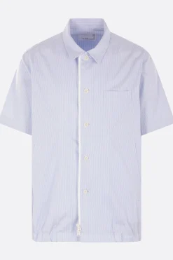 Topwear>SACAI camicia a maniche corte in popeline a righe Blu
