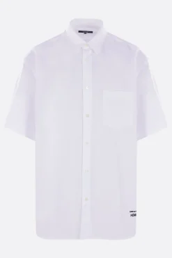 Topwear>COMME DES GARÇONS HOMME camicia a maniche corte in popeline ricamo logo Bianco