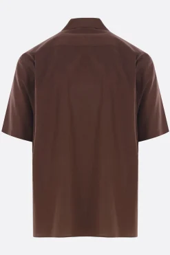 Topwear>AURALEE camicia a maniche corte in cotone Finx Marrone