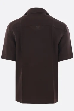 Topwear>JIL SANDER camicia a maniche corte in viscosa e seta Nero