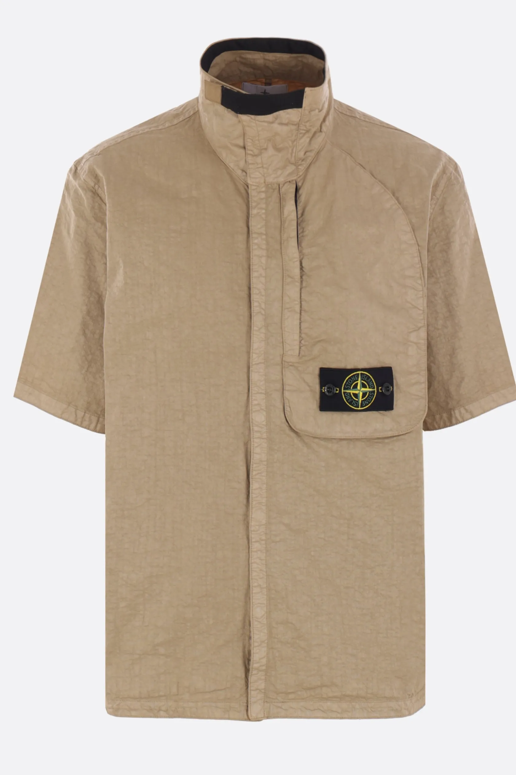 Topwear>STONE ISLAND camicia a maniche corte in nylon Marrone