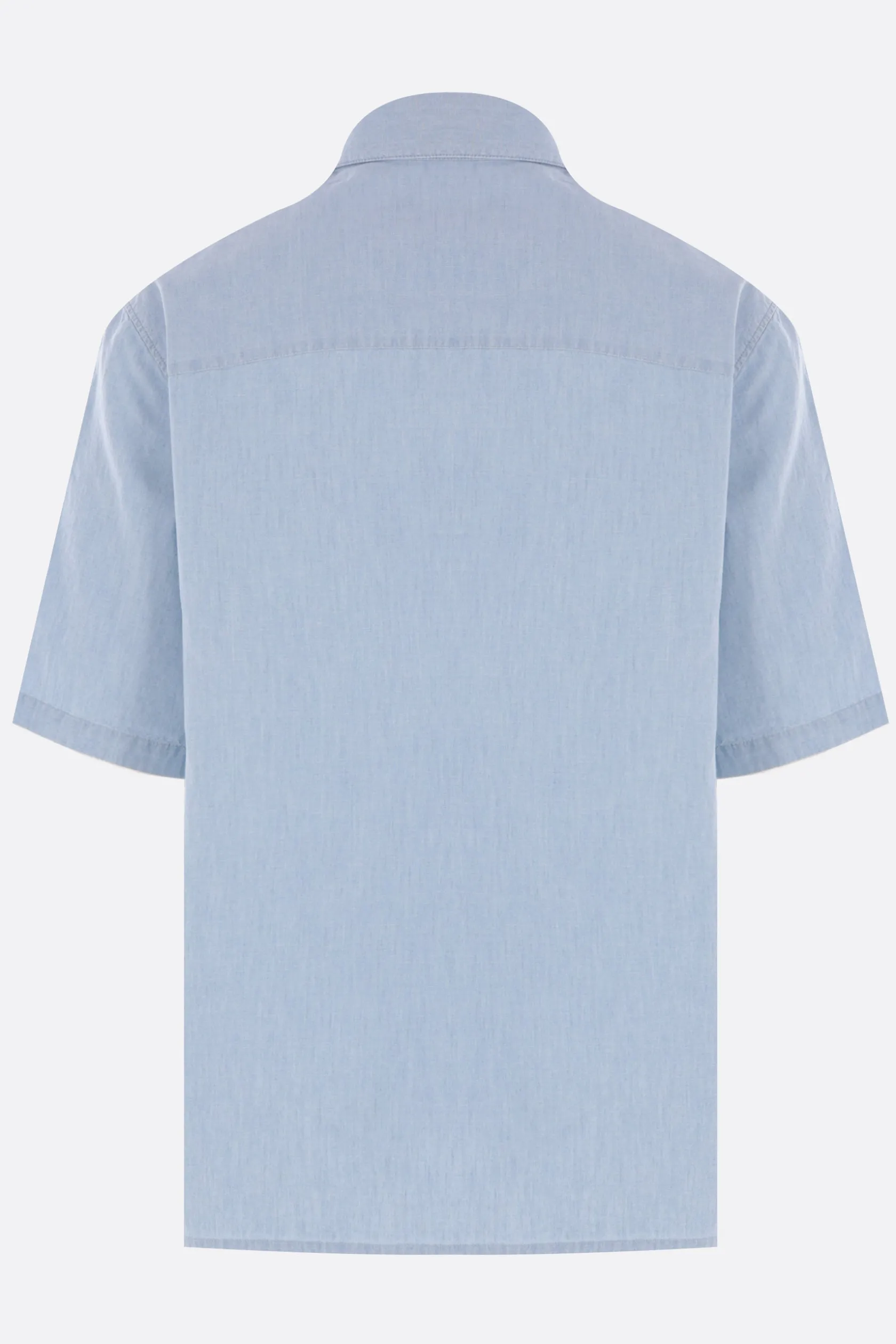 Topwear>MAISON KITSUNÉ camicia a maniche corte in Chambray Blu