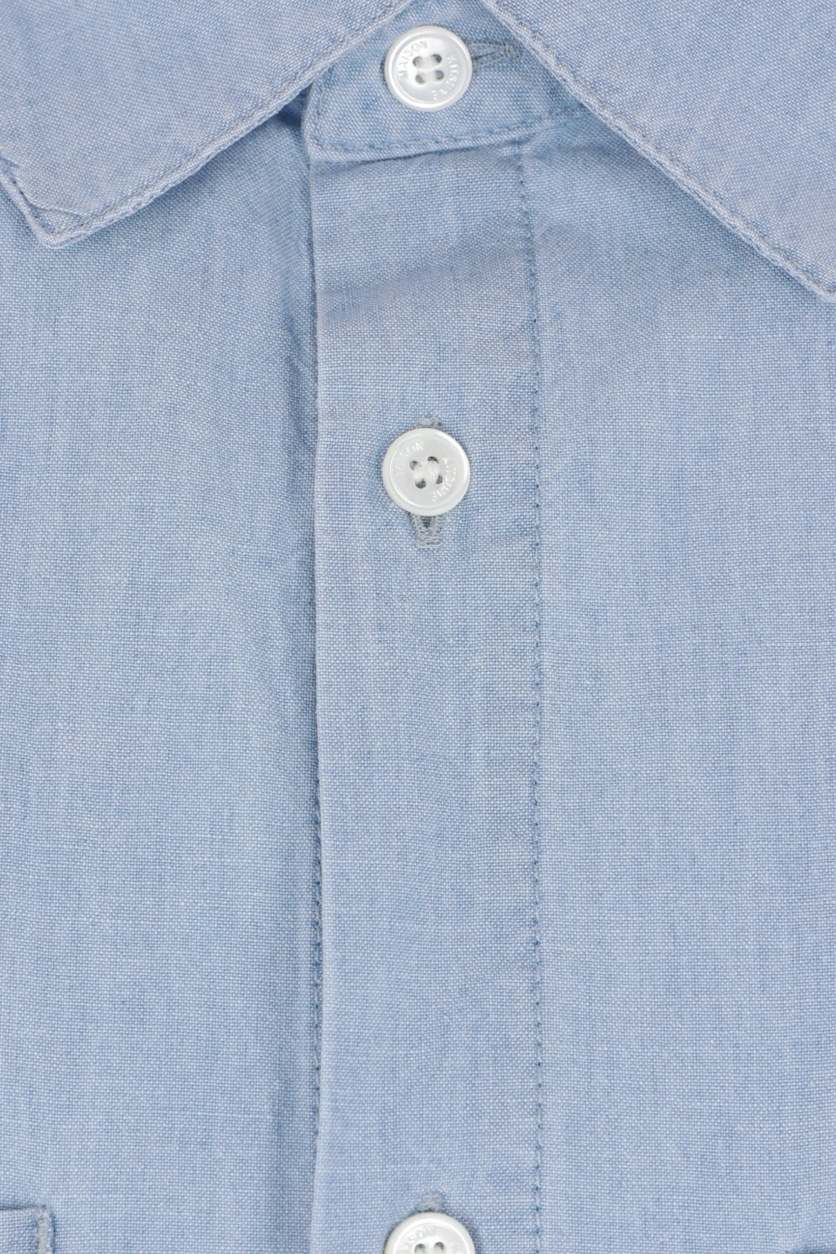 Topwear>MAISON KITSUNÉ camicia a maniche corte in Chambray Blu