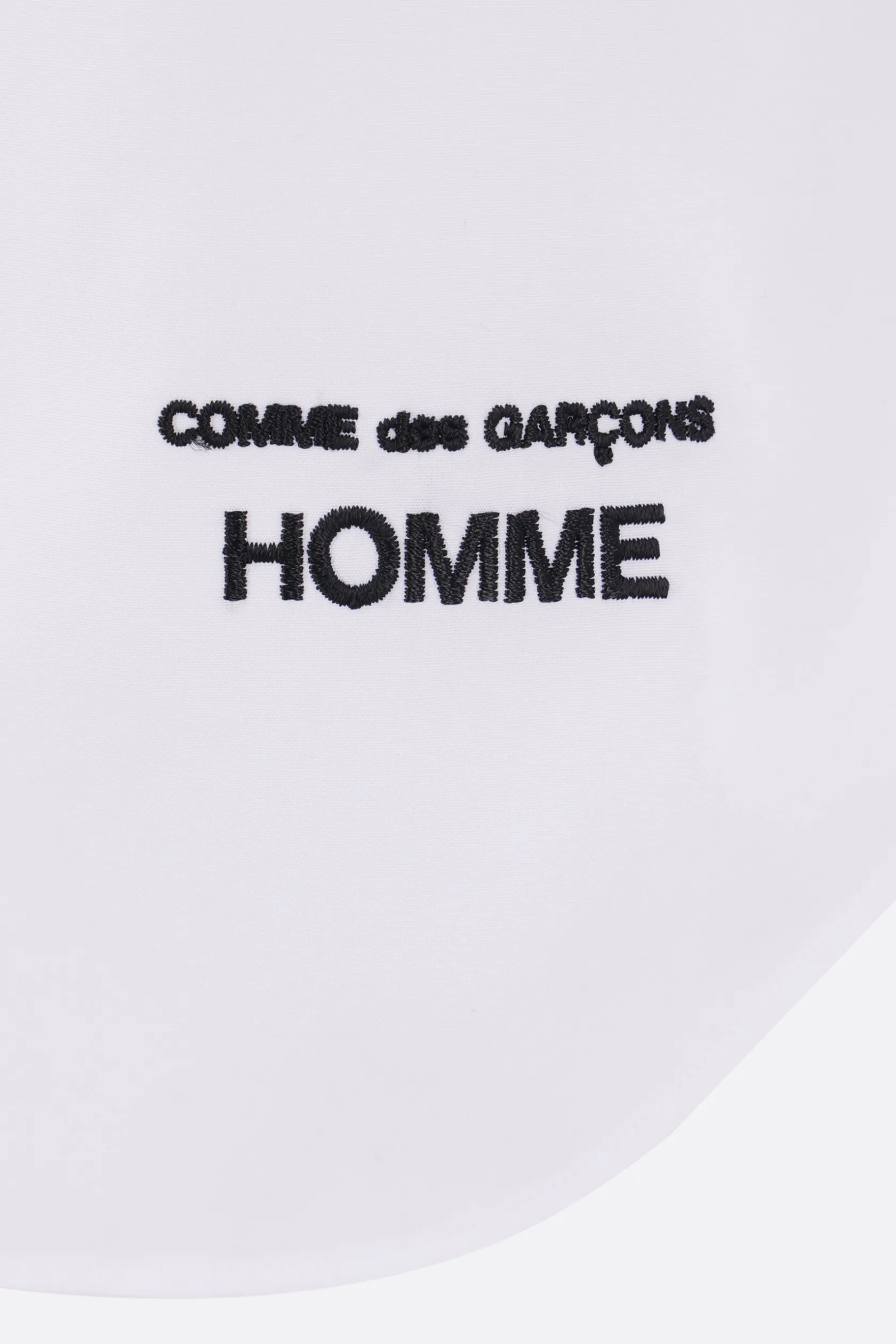 Topwear>COMME DES GARÇONS HOMME camicia a maniche corte in popeline ricamo logo Bianco