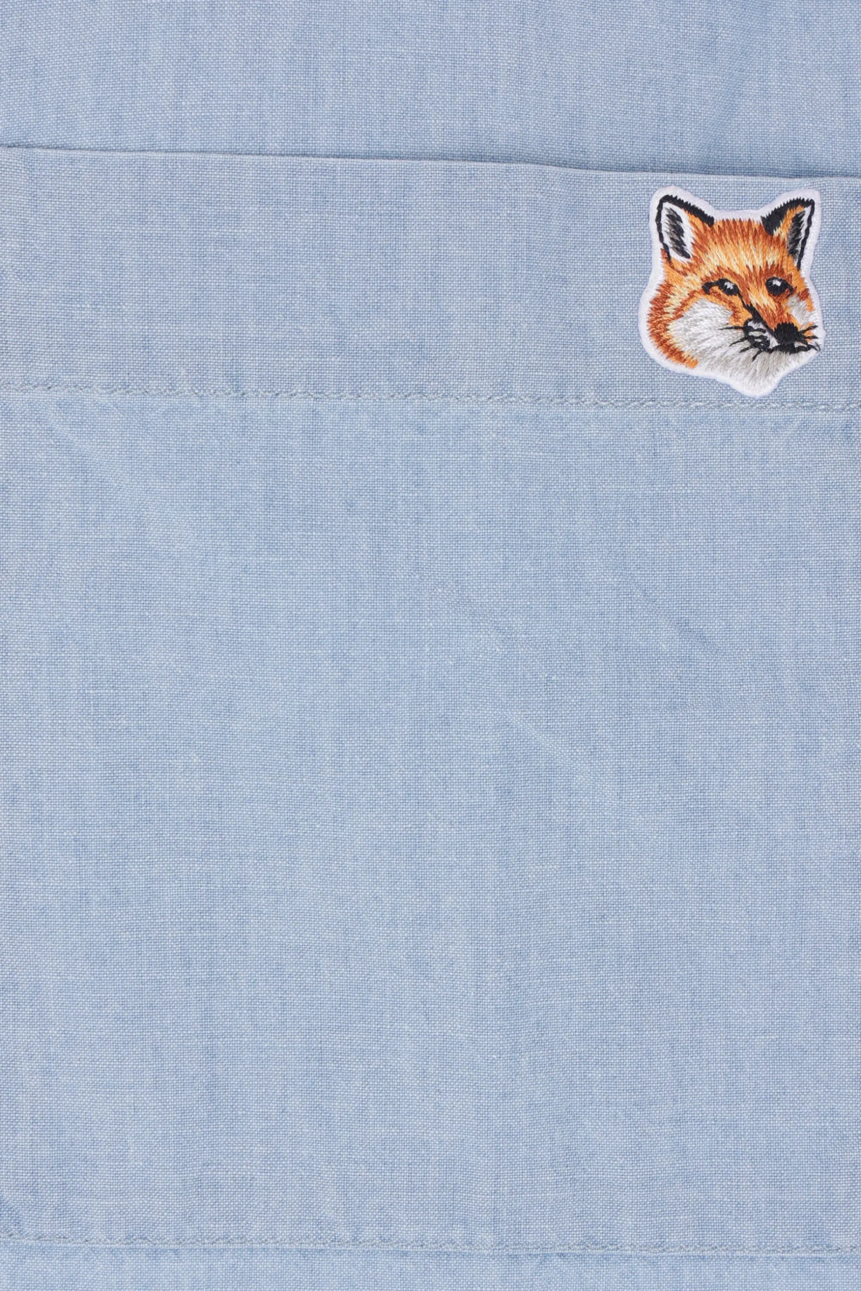 Topwear>MAISON KITSUNÉ camicia a maniche corte in Chambray Blu