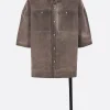 Topwear>RICK OWENS DRKSHDW camicia a maniche corte Magnum Tommy in canvas Grigio