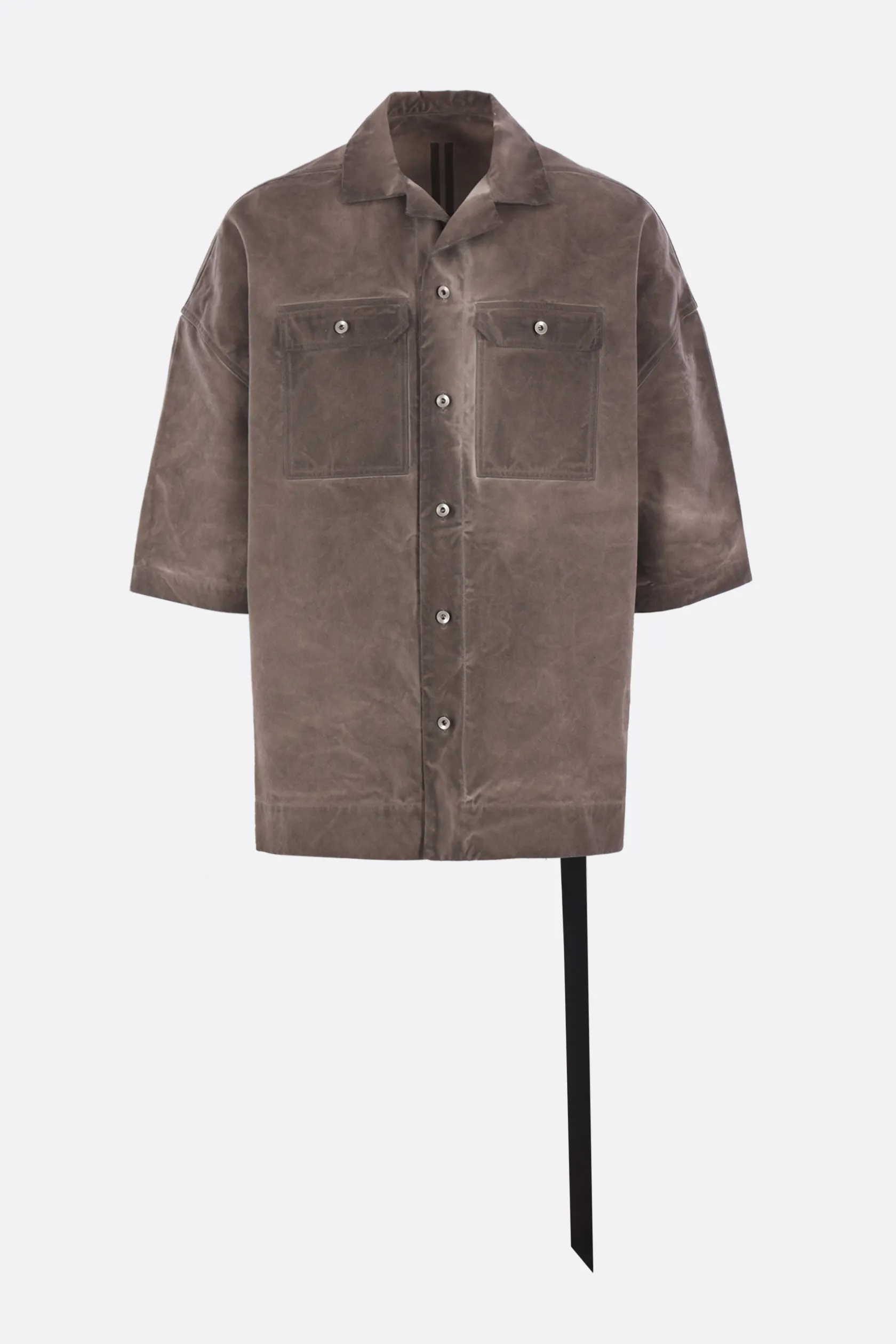 Topwear>RICK OWENS DRKSHDW camicia a maniche corte Magnum Tommy in canvas Grigio