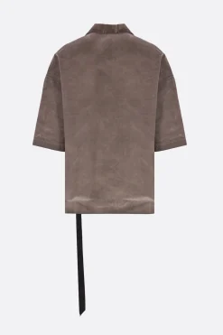 Topwear>RICK OWENS DRKSHDW camicia a maniche corte Magnum Tommy in canvas Grigio