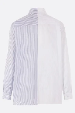 Topwear>MM6 camicia asimmetrica in popeline a righe Blu