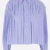 Topwear>UNDERCOVER camicia cropped in Oxford plissé Blu
