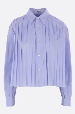 Topwear>UNDERCOVER camicia cropped in Oxford plissé Blu