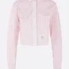 Topwear>THOM BROWNE camicia cropped in popeline a righe Rosa
