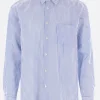 Topwear>COMME DES GARÇONS SHIRT camicia in cupro a righe Blu